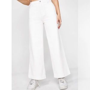 Rolla’s Sailor Cord Wide Leg High-Rise White Pants